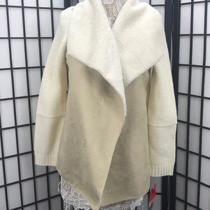 FEVER Cascade collar faux suede&sherpa knit jackt